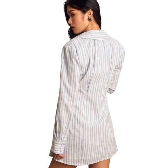 NEW English Factory Blue White Striped Collar Shirt Mini Dress Size Small - Picture 4 of 9